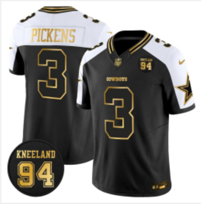 Men 2026 Dallas Cowboys #3 Pickens Black Gold 6th generations Nike Limited NFL Jersey style 05->dallas cowboys->NFL Jersey